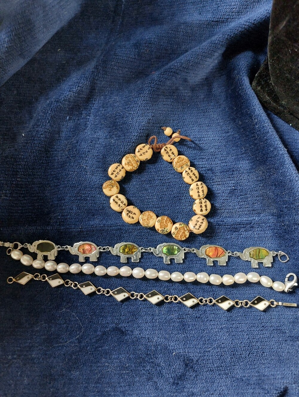 VTG Bracelets, Lot of Four Pieces, 7-7.5" Long, Eclectic Variety Estate Jewelry